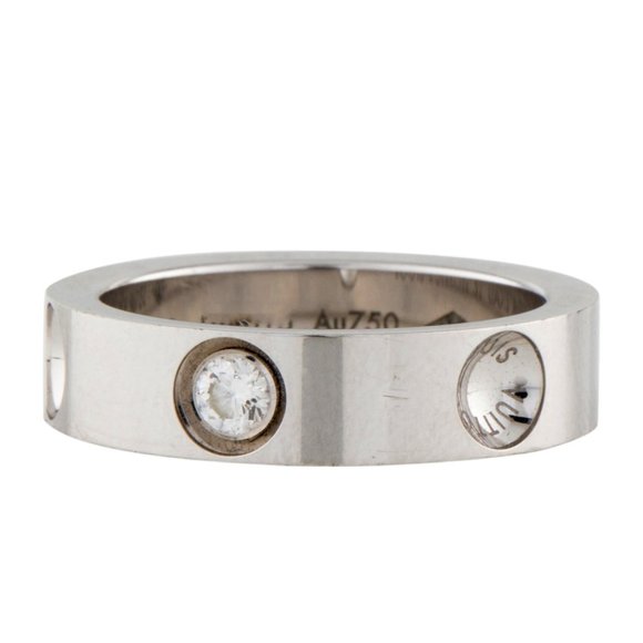 LOUIS VUITTON 18K WHITE GOLD & DIAMOND EMPREINTE BAND RING